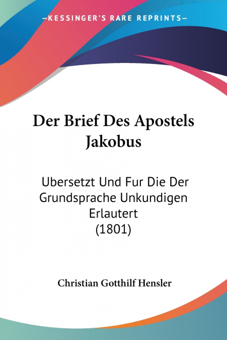 Der Brief Des Apostels Jakobus