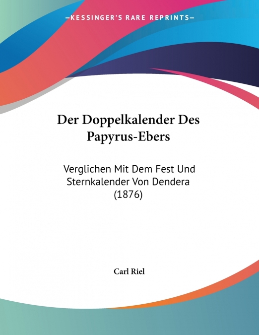 Der Doppelkalender Des Papyrus-Ebers