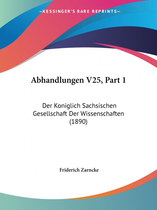 Abhandlungen V25, Part 1