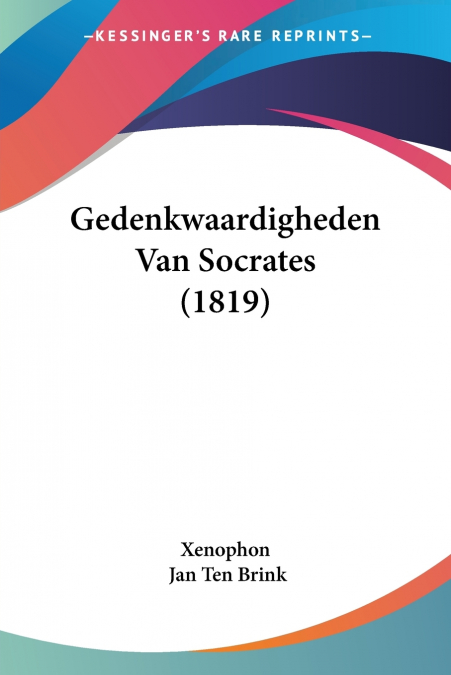 Gedenkwaardigheden Van Socrates (1819)