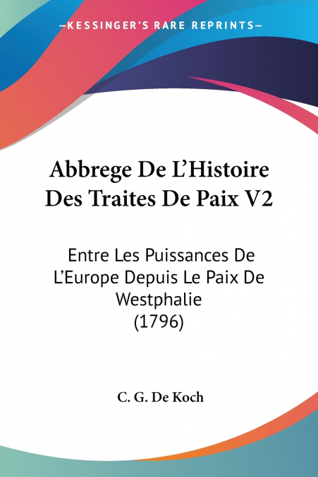 Abbrege De L’Histoire Des Traites De Paix V2