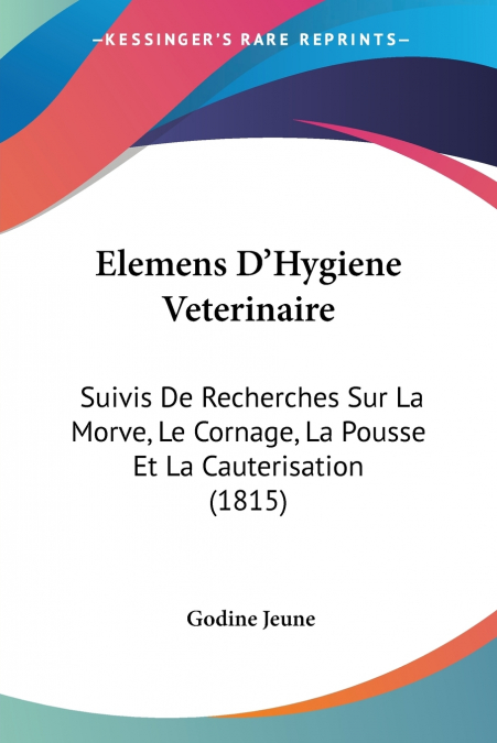 Elemens D’Hygiene Veterinaire