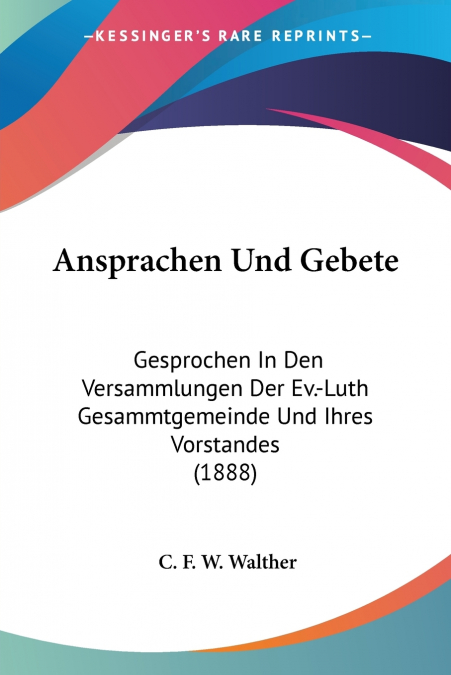 Ansprachen Und Gebete
