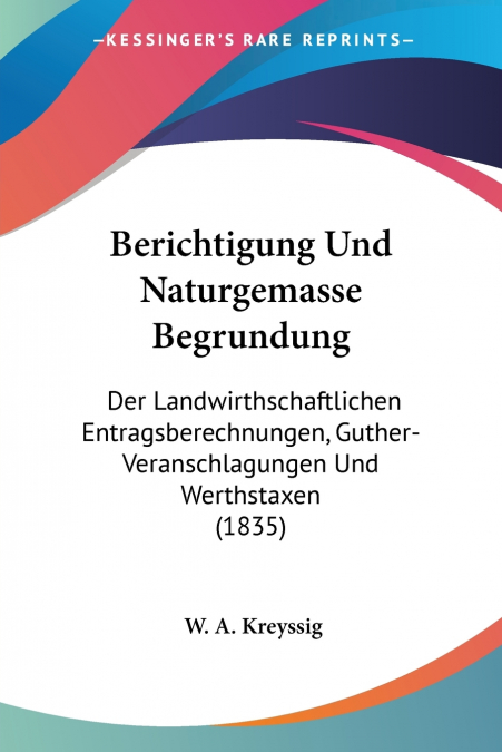 Berichtigung Und Naturgemasse Begrundung