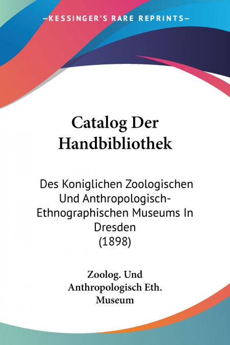 Catalog Der Handbibliothek