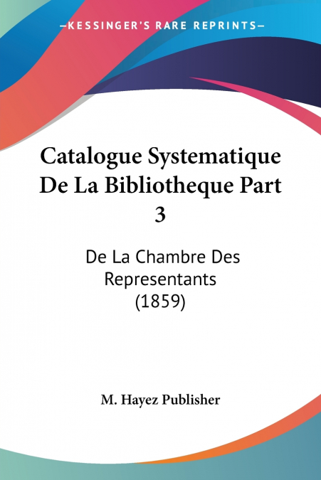 Catalogue Systematique De La Bibliotheque Part 3