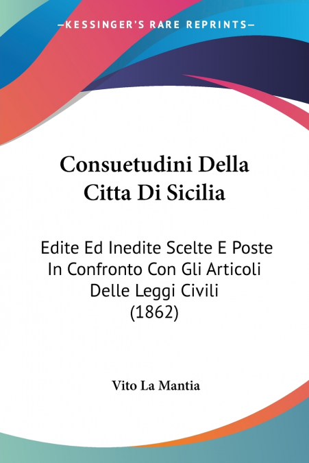 Consuetudini Della Citta Di Sicilia