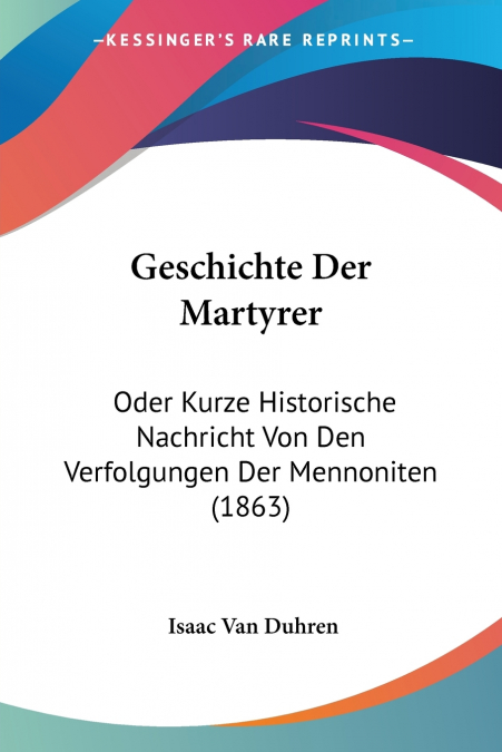 Geschichte Der Martyrer