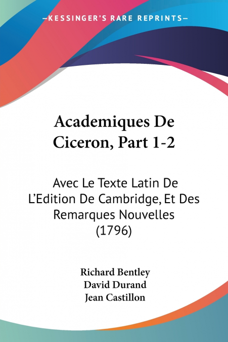 Academiques De Ciceron, Part 1-2