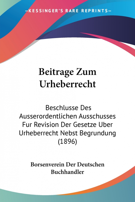 Beitrage Zum Urheberrecht