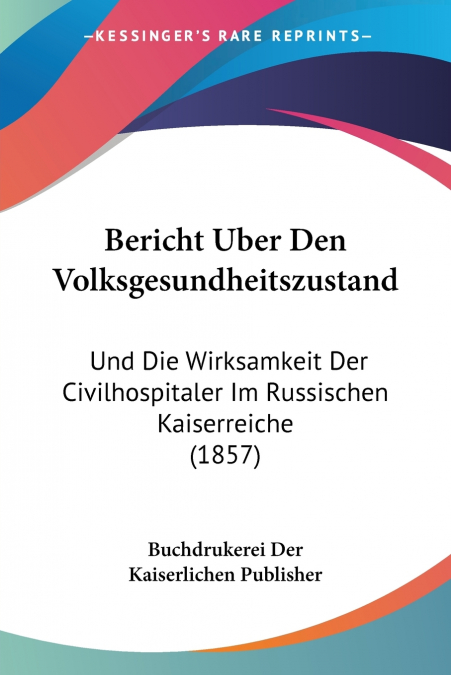 Bericht Uber Den Volksgesundheitszustand