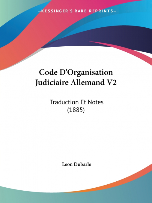 Code D’Organisation Judiciaire Allemand V2