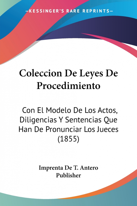 Coleccion De Leyes De Procedimiento