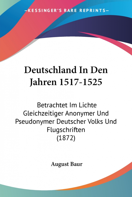 Deutschland In Den Jahren 1517-1525