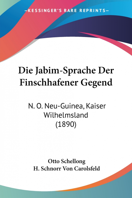 Die Jabim-Sprache Der Finschhafener Gegend
