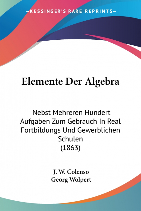 Elemente Der Algebra