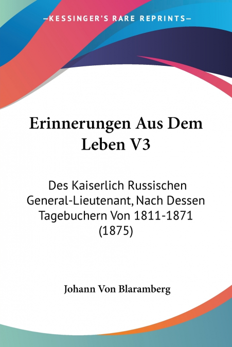 Erinnerungen Aus Dem Leben V3