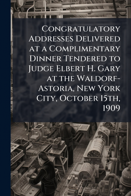 Congratulatory Addresses Delivered at a Complimentary Dinner Tendered to Judge Elbert H. Gary at the Waldorf-Astoria, New York City, October 15th, 1909