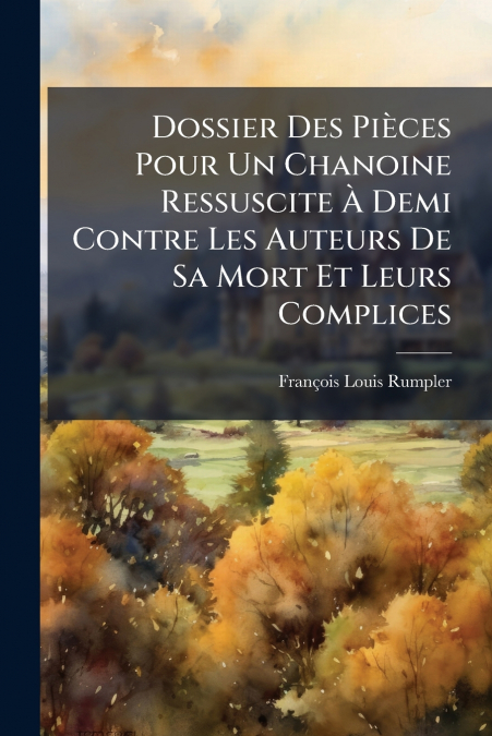 Dossier Des Pièces Pour Un Chanoine Ressuscite À Demi Contre Les Auteurs De Sa Mort Et Leurs Complices