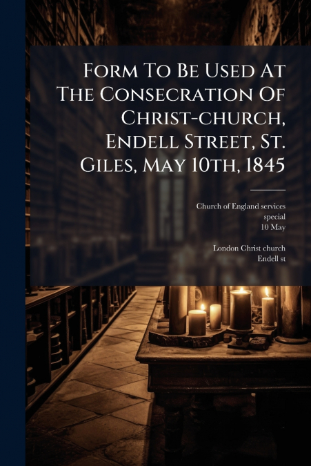 Form To Be Used At The Consecration Of Christ-church, Endell Street, St. Giles, May 10th, 1845