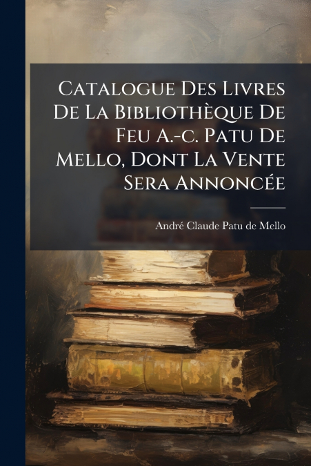 Catalogue Des Livres De La Bibliothèque De Feu A.-c. Patu De Mello, Dont La Vente Sera Annoncée