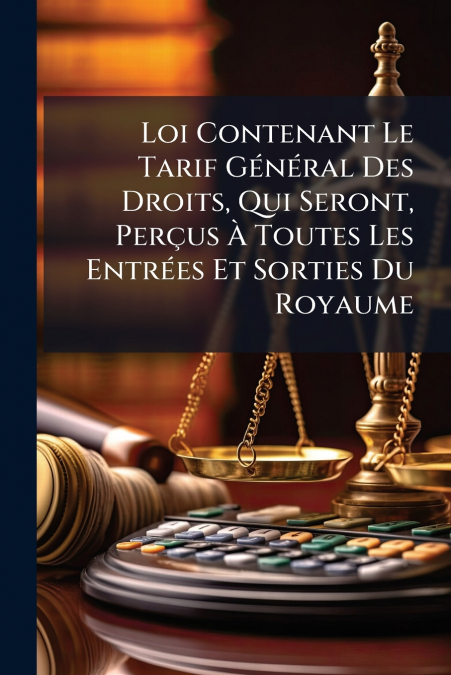 Loi Contenant Le Tarif Général Des Droits, Qui Seront, Perçus À Toutes Les Entrées Et Sorties Du Royaume