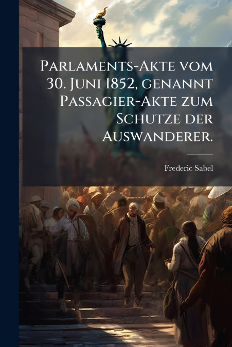Parlaments-Akte vom 30. Juni 1852, genannt Passagier-Akte zum Schutze der Auswanderer.
