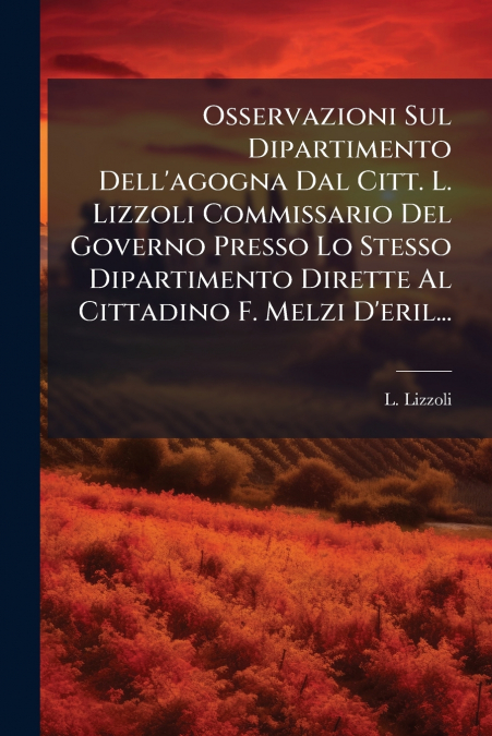 Osservazioni Sul Dipartimento Dell’agogna Dal Citt. L. Lizzoli Commissario Del Governo Presso Lo Stesso Dipartimento Dirette Al Cittadino F. Melzi D’eril...