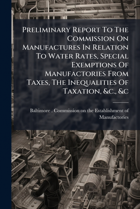 Preliminary Report To The Commission On Manufactures In Relation To Water Rates, Special Exemptions Of Manufactories From Taxes, The Inequalities Of Taxation, &c., &c