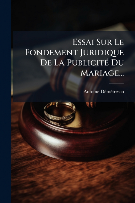 Essai Sur Le Fondement Juridique De La Publicité Du Mariage...