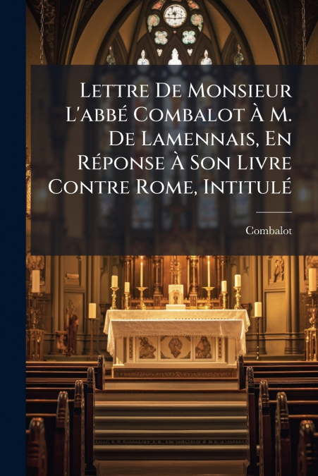 Lettre De Monsieur L’abbé Combalot À M. De Lamennais, En Réponse À Son Livre Contre Rome, Intitulé
