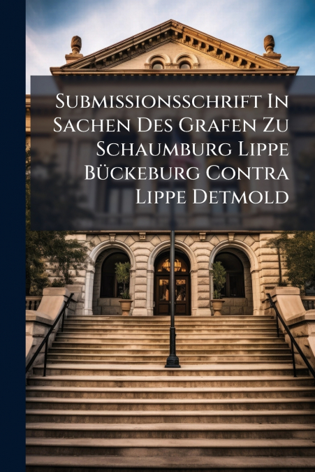 Submissionsschrift In Sachen Des Grafen Zu Schaumburg Lippe Bückeburg Contra Lippe Detmold