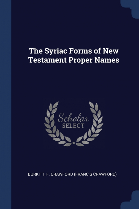 The Syriac Forms of New Testament Proper Names