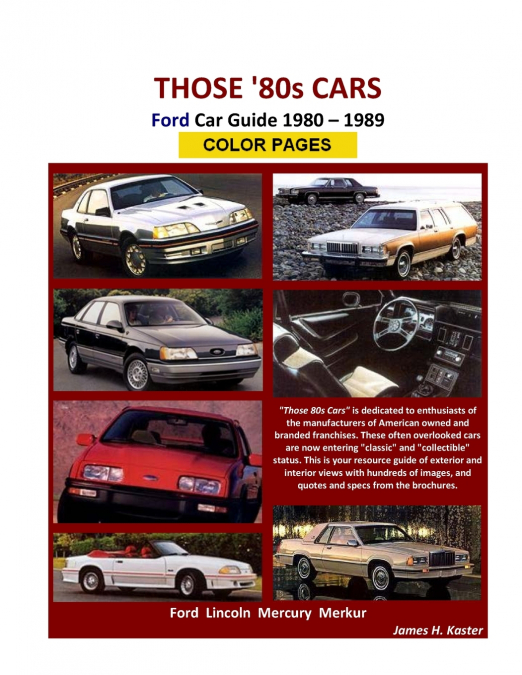 Those 80s Cars - Ford (Color Pages)