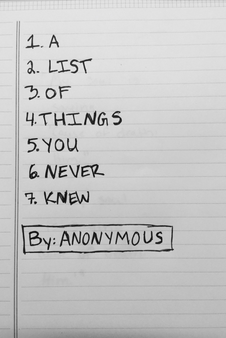 A List of Things You Never Knew