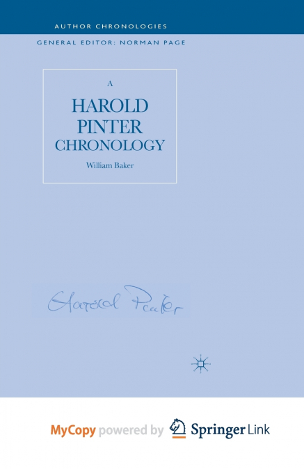 A Harold Pinter Chronology