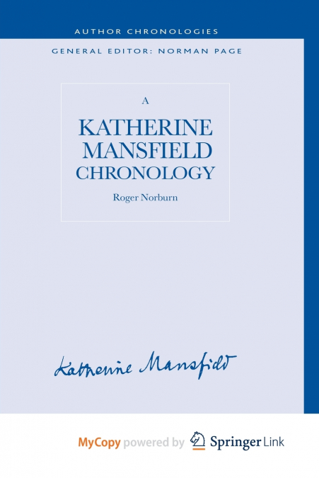 A Katherine Mansfield Chronology