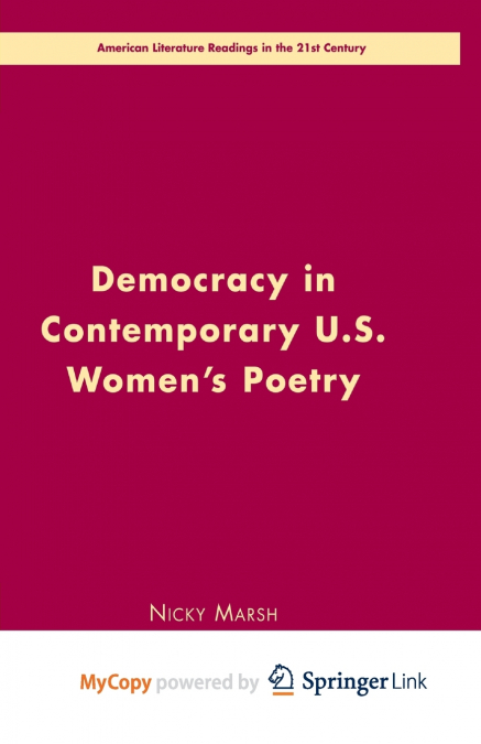 Democracy in Contemporary U.S. Women’s Poetry