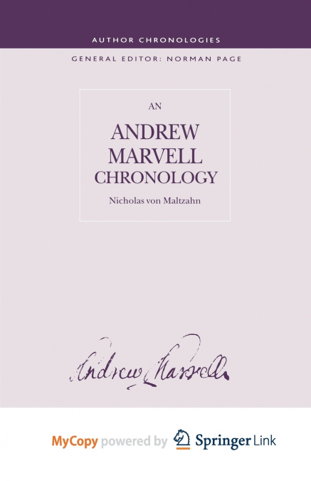 Andrew Marvell Chronology