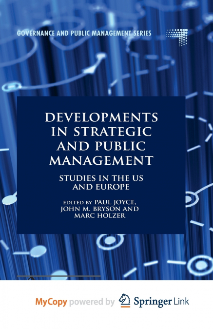 Developments in Strategic and Public Management