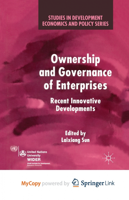 Ownership and Governance of Enterprises