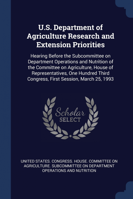 U.S. Department of Agriculture Research and Extension Priorities