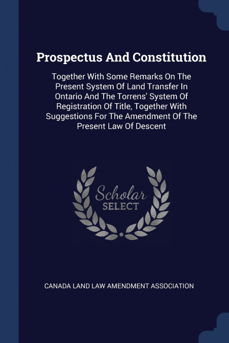 Prospectus And Constitution