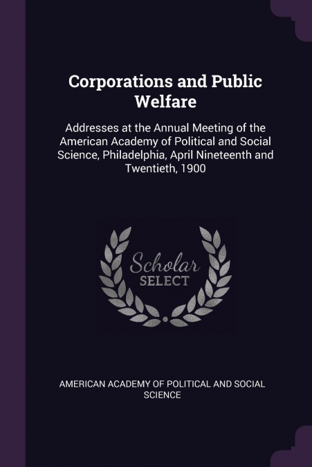 Corporations and Public Welfare