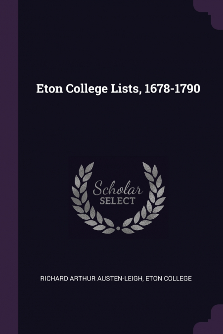 Eton College Lists, 1678-1790