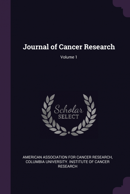 Journal of Cancer Research; Volume 1