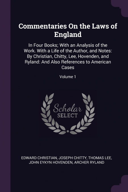 Commentaries On the Laws of England