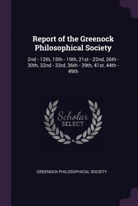 Report of the Greenock Philosophical Society
