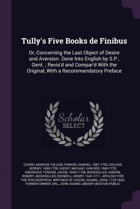Tully’s Five Books de Finibus
