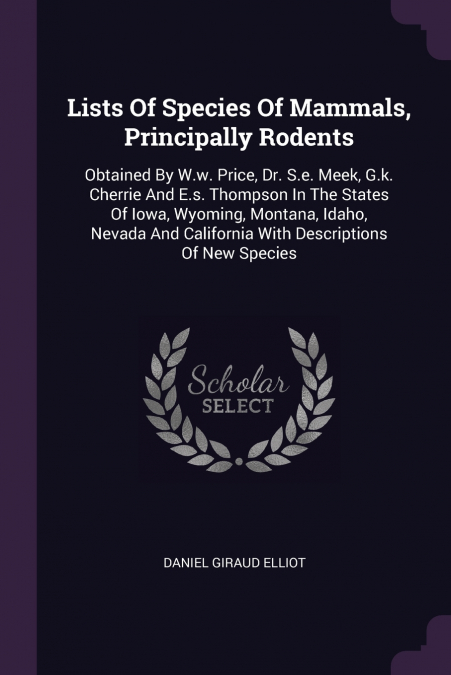 Lists Of Species Of Mammals, Principally Rodents